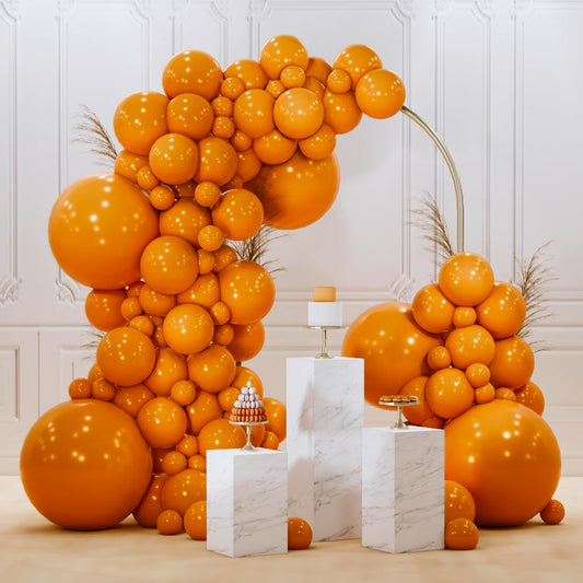 PartyWoo Burnt Orange Balloons - 140-Piece Terracotta Fall Color Kit for Thanksgiving & Halloween Decor