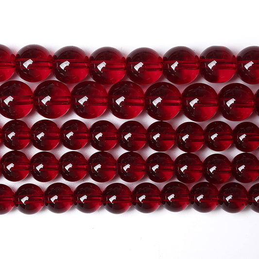 10MM 36PCS Garnet Red Glass Crystal Spacer Loose Beads for Jewelry Making DIY Bracelet 15 Inches 1 Strand