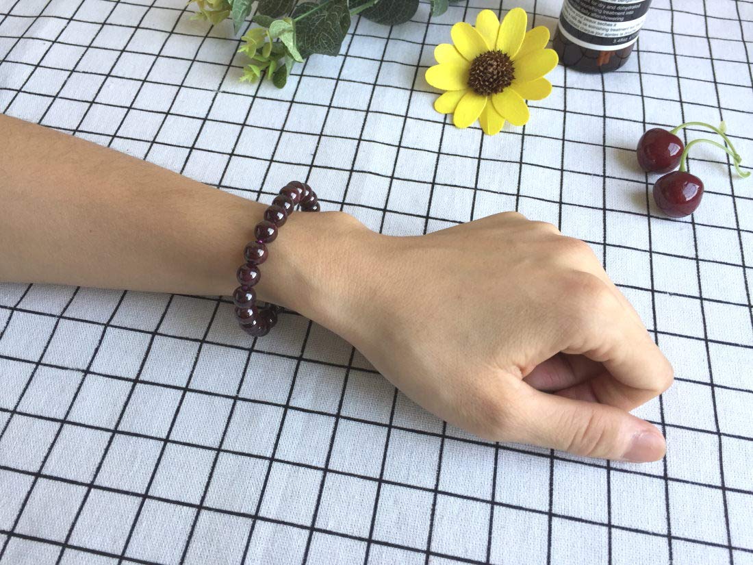 Adabele Real Natural Garnet Bracelet 7.5 inch Stretch Gemstone Beaded Bracelet Chakra Healing Crystal Stone Jewelry Women Mom Gift (Unisex) GB8-B8