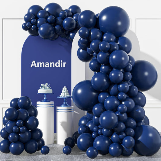 Amandir Navy Blue Balloon Arch Garland Kit - 153 Pcs in Various Sizes for Graduation, Weddings & Parties
