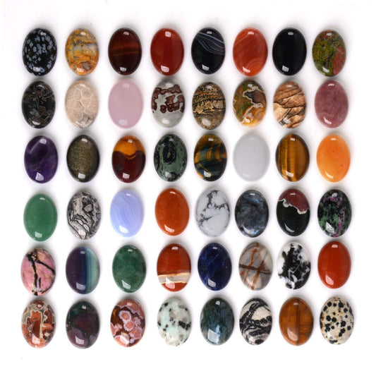 All Natural 24pcs Multi-color 25mm Gemstone Oval Cab Cabochon For Jewelry Making