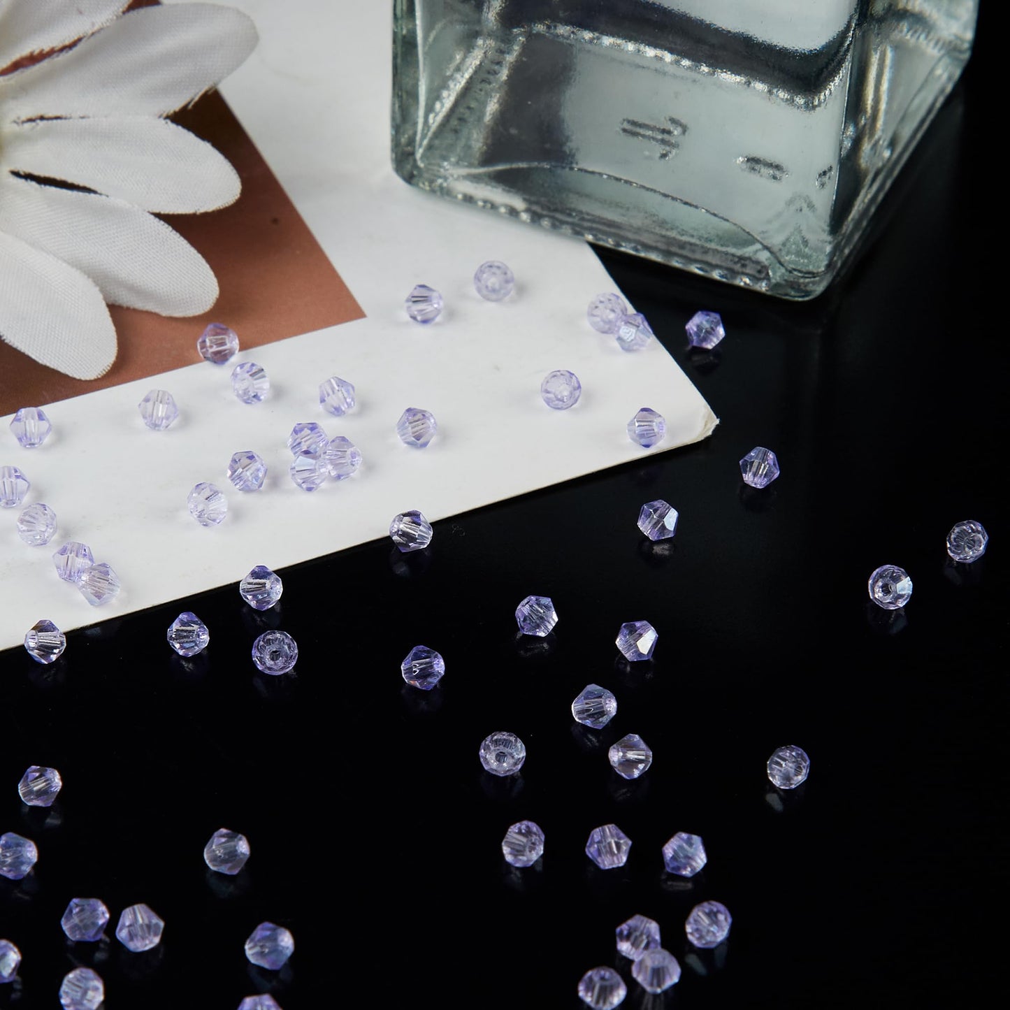 Laopottbeads 1200PCS 3mm Bicone Crystal Glass Beads for Jewelry Making, Sparkling Mini Beads for Suncatchers, DIY Bracelets & Craft Projects (Light Purple)