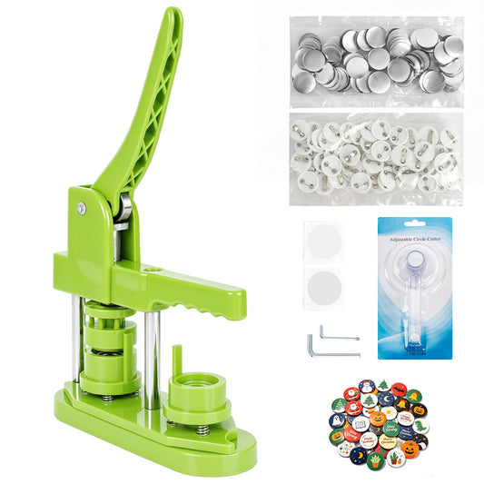 Happizza Button Maker Machine, (3rd Gen) Installation-Free 25mm(1 in) DIY Pin Button Maker Press Machine Kit, Badge Punch Press Machine with Free 500pcs Button Parts&Pictures&Circle Cutter