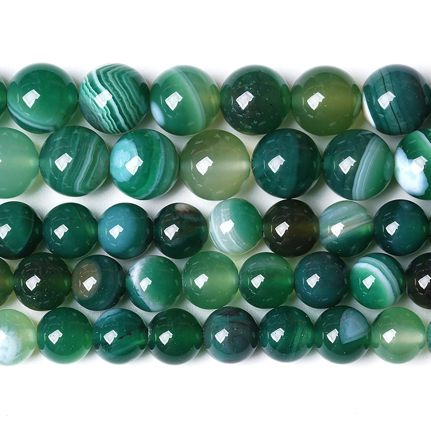 10MM 37PCS Natural Stone Green Agate Onyx Loose Beads for Jewelry Making DIY Bracelet Necklace