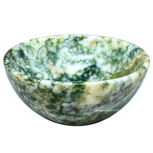 Tree Agate Crystal Bowl - 2 Inch Decorative Bowls for Room and Home Decor - Gemstone Healing Crystals for Elegant Display, Positive Energy Balance and Gift