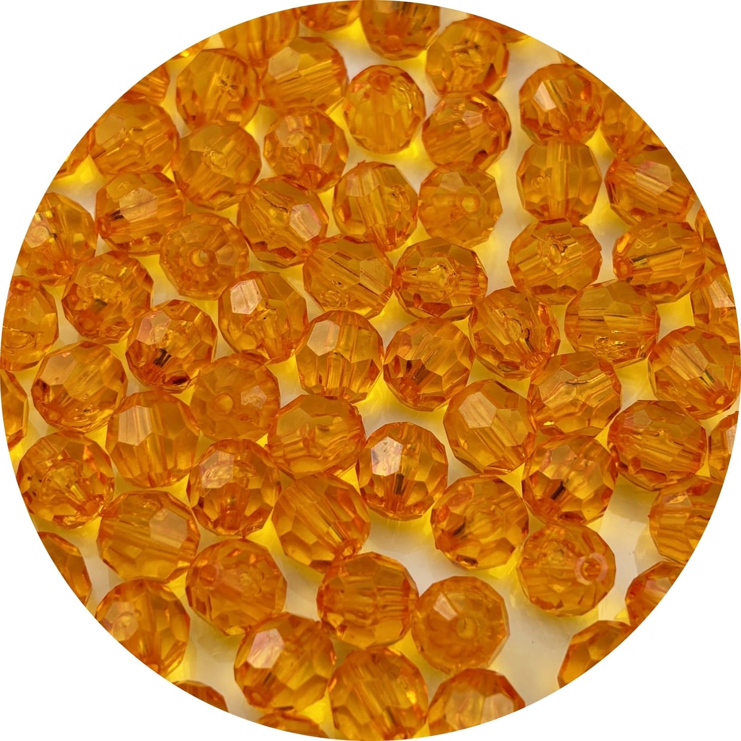 YUEXIGO 200pcs 10mm Acrylic Round Faceted Beads for Crafts Faceted Spacer Beads for Sewing Crafts Decoration Necklaces Bracelets Earrings Jewelry Making(Orange)