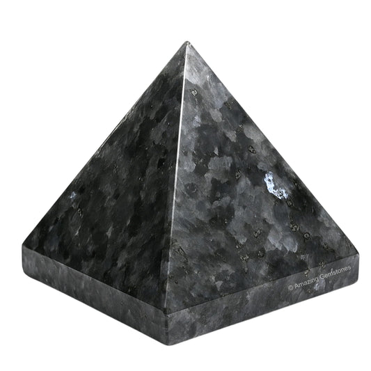 Amazing Gemstone Larvikite Pyramid Crystal Healing Stones - 1.5" Great Pyramid Figurine of Natural Stone Pyramid for Meditation, Reiki, Chakra Balancing and Crystal Pyramids Grid