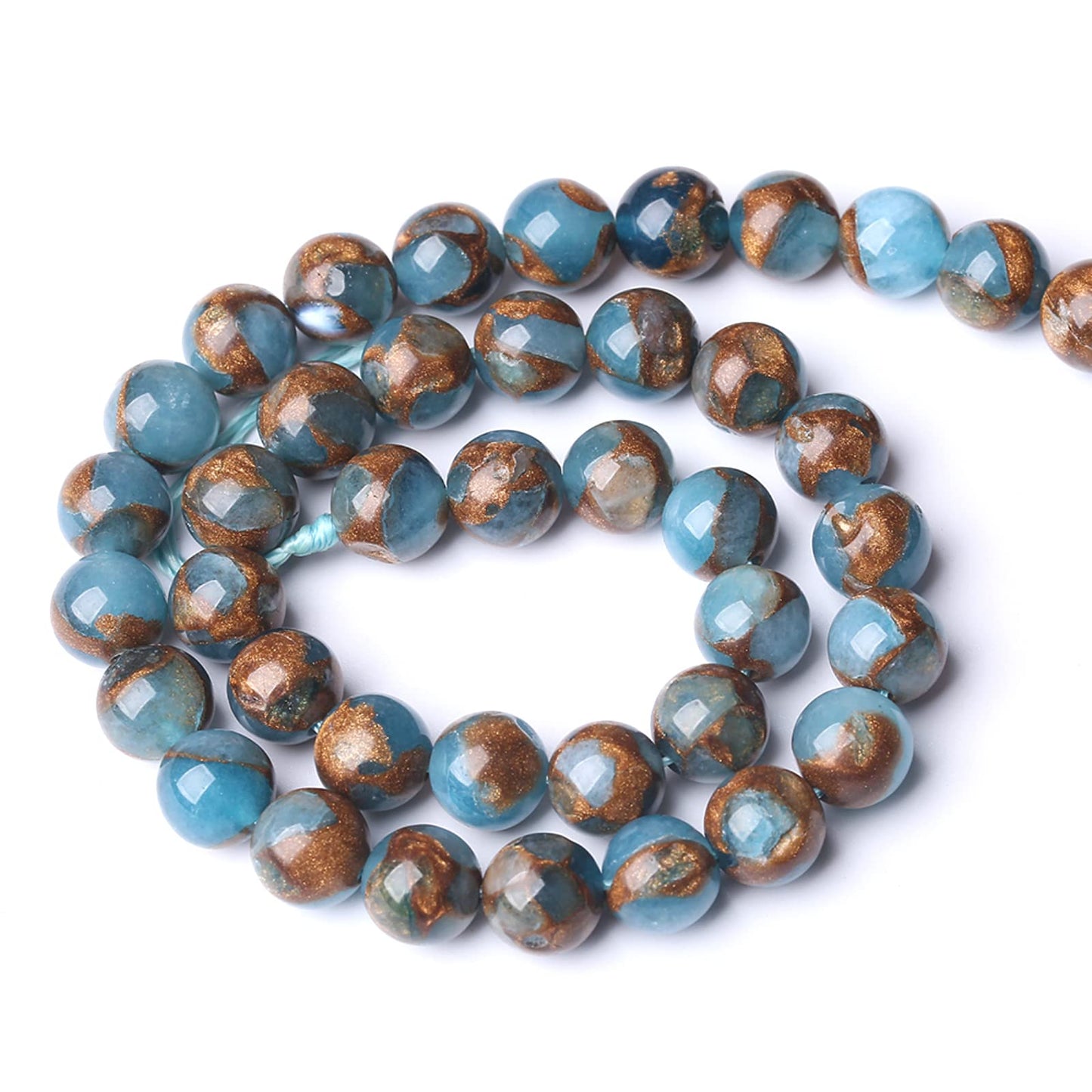 90PCS 8MM Lake Blue Cloisonne Craft Spacer Loose Beads for Jewelry Making DIY Bracelet