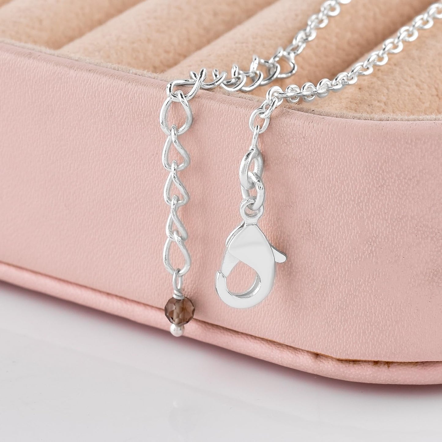 YANARA Smoky Quartz Ankle Bracelets for Women, 3mm Beads Beaded Beach Charm Jewelry, Dainty Anklets For Women 9"+1.25" inch Link Silver Plated Adjustable Chain
