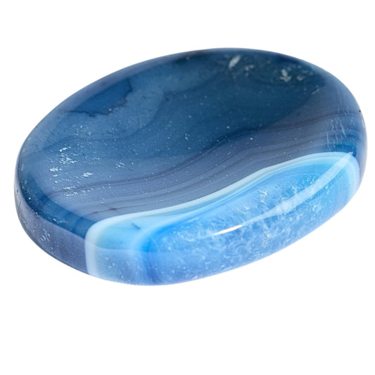 Anaya Agate Blue Onyx Worry Stones Certified Crystal Thumb Worry Stone for Anguish, Relaxing and Soothing Balance Stones for Meditation, Stress Relief Crystals and Healing Stones for Men, Women