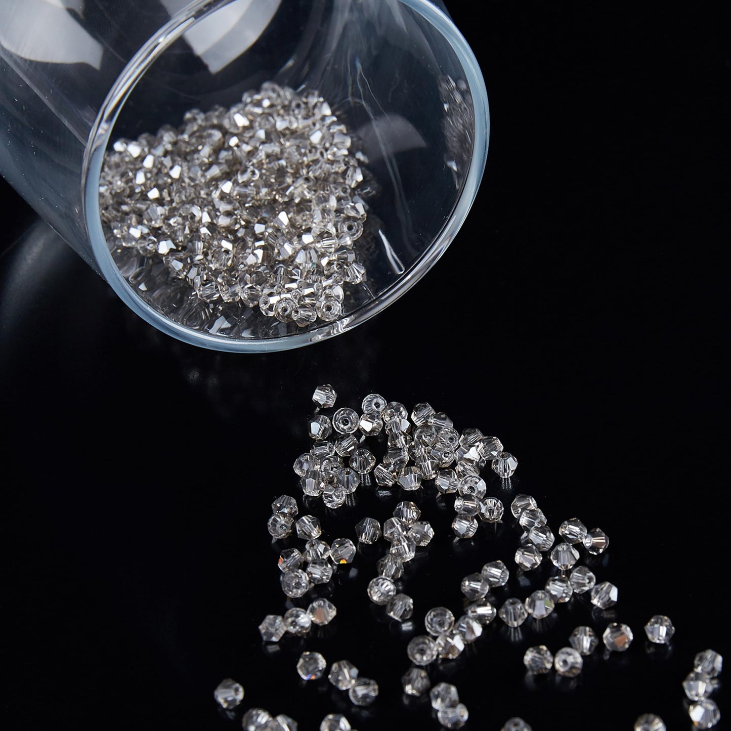 Laopottbeads 1200PCS 3mm Bicone Crystal Glass Beads for Jewelry Making, Sparkling Mini Beads for Suncatchers, DIY Bracelets & Craft Projects (Grey)