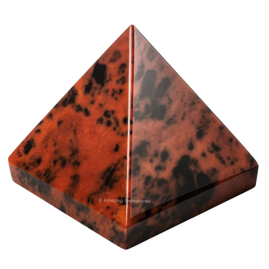 Amazing Gemstone Mahogany Obsidian Pyramid Crystal Healing Stones - 2" Great Pyramid Figurine of Natural Stone Pyramid for Meditation, Reiki, Chakra Balancing and Crystal Pyramids Grid