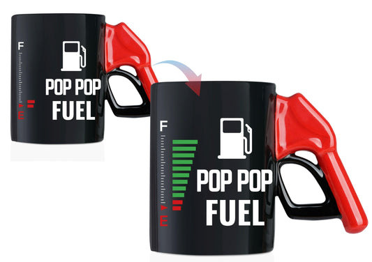 Onebttl Pop Pop Gifts, Poppop Fuel Color Changing Coffee Mug with Fueling Nozzle Handle, Gifts for Grandpa, 13.5oz/400ml Funny Ceramic Mug for Christmas, Father's Day