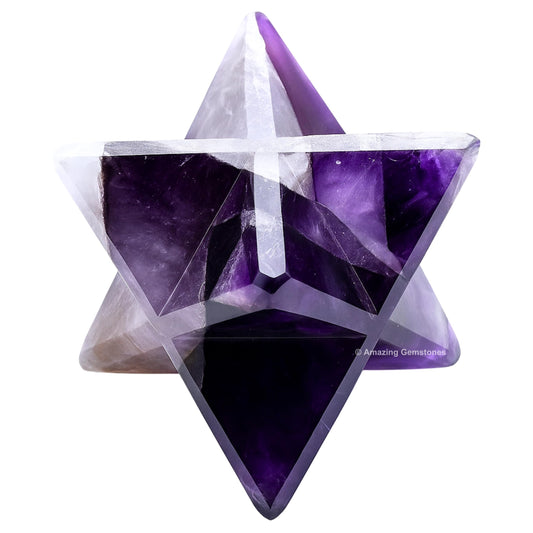 Amazing Gemstone Amethyst Merkaba Crystal - 1.5 Inches Metaphysical Merkaba Star for Meditation - Energetic Tetrahedron Crystal and Healing Stones for Spiritual Growth and Healing (35-40mm)