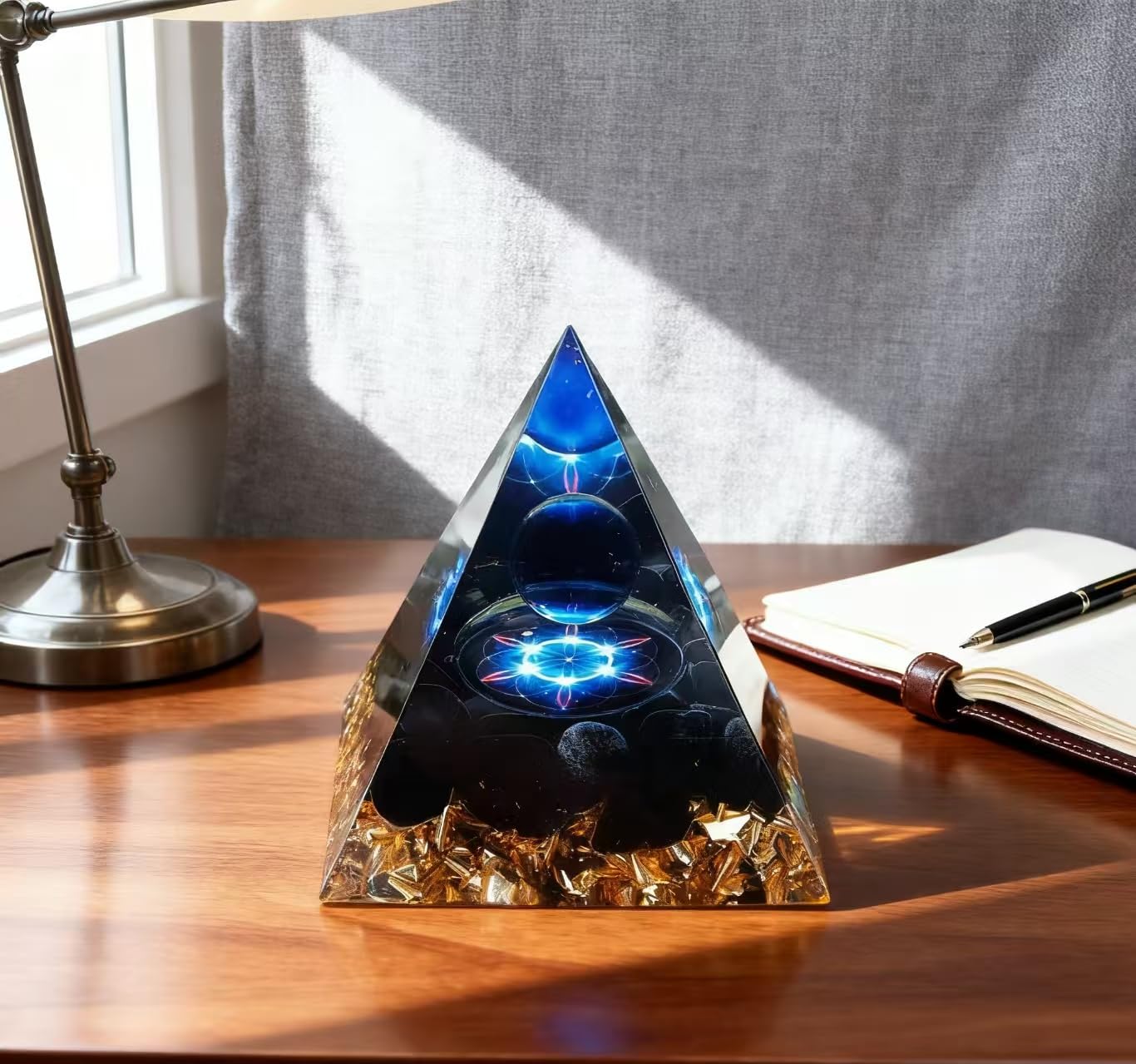 ycyingcheng Moonstone Crystal Orgone Pyramid Ogan Crystal Energy Tower, Nature Reiki Chakra Crushed Stone Jewelry, Crystal Pyramid for Home Decor (Crystal Pyramid-27)
