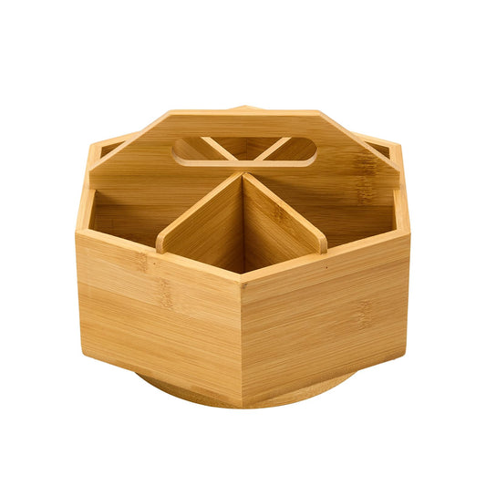 MEEDEN Bamboo Rotating Art Supply Desk Organizer: Pen & Pencil Holder for Desk- Desktop Storage for Markers, Colored Pencils, Crayons, Paint Brushes, Office School Classroom