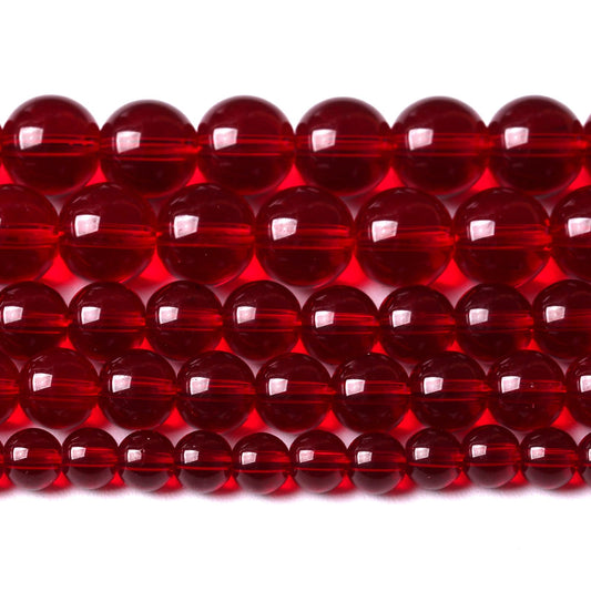 10mm Garnet Red Glass Crystal Beads Smooth Round Stone Beads with Energy Power for DIY Jewlery Bracelets Making 76pcs 2 Strands 32"