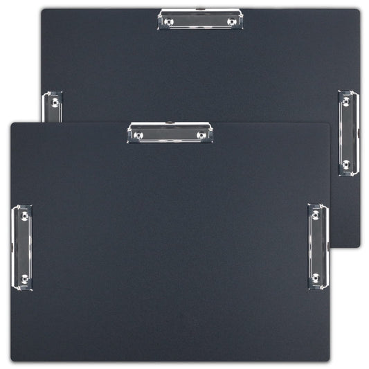 Acocony 11x17 Clipboard Three Clip Super Tough Extra Large Clipboard PP Plastic Not Fragile 11 x 17 Clipping Board Black Pack of 2