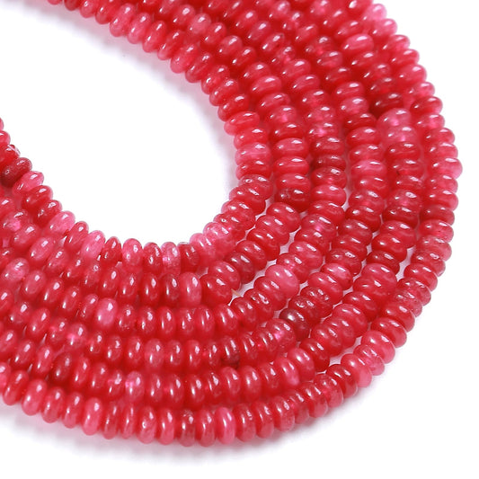 150PCS 2x4mm Natural Red Jade Stone Rondelle Beads Abacus Disk Stone Beads Round Loose Spacer Gemstone for DIY Bracelet Necklace Jewelry Making