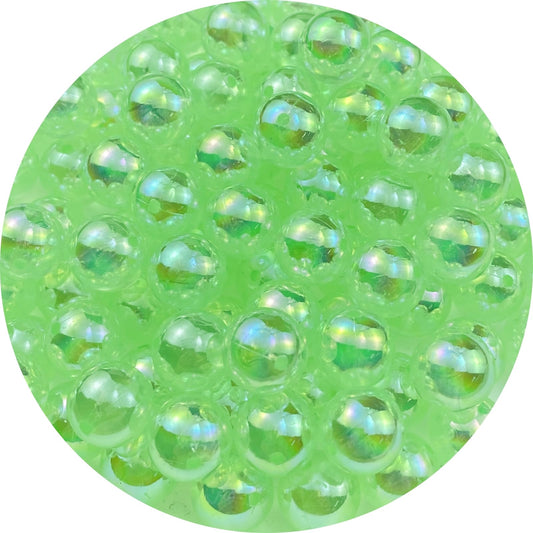 100pcs Acrylic Round Beads 12mm AB Colors Craft Beads Round Spacer Beads with Holes for Earring Bracelet Necklace Key Chains Jewelry Making(Light Green AB)