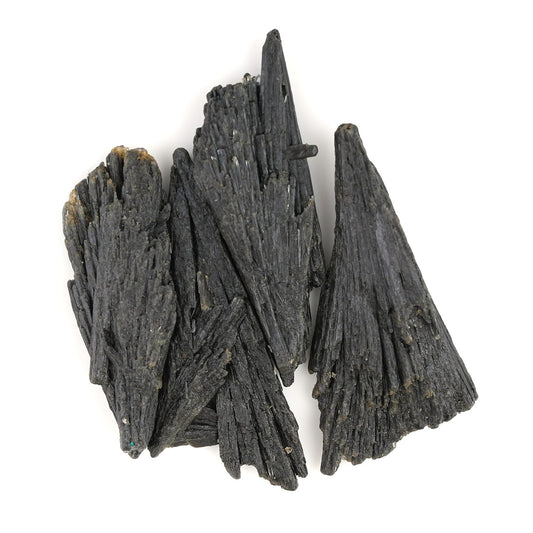 ColouredRocks 4pcs BLACK KYANITE FANES, Raw Crystals, Raw Stones, Rough Gemstones, Jewelry Making Supply, Cabbing, Polishing, Cutting, DIY, Crafts, (35+ mm.)