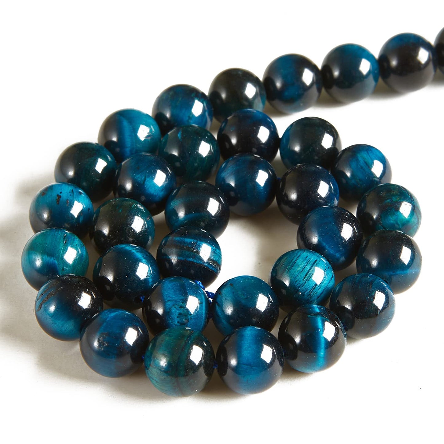 100pcs 10mm Aquamarine Tiger Eye Beads Natural Gemstone Beads Round Loose Beads for Jewelry Making