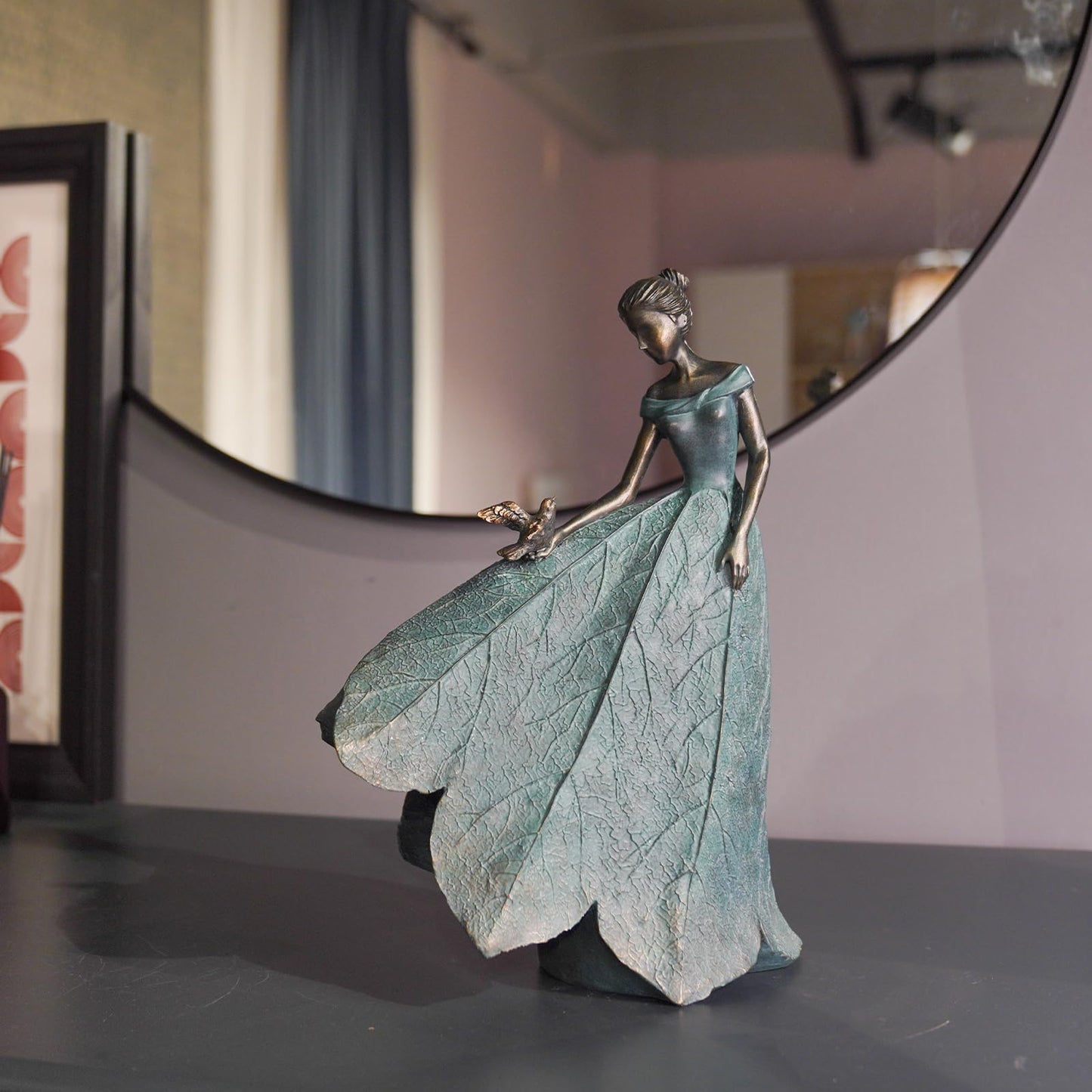 Guichifun Fairy Statue Collection Home Decoration - Leaf Angel Girls Resin Gardening Gifts for Women Statues for Garden Fairy Indoor or Outdoor Yard Figurines 5.5 x 3.25 x 8 Inch