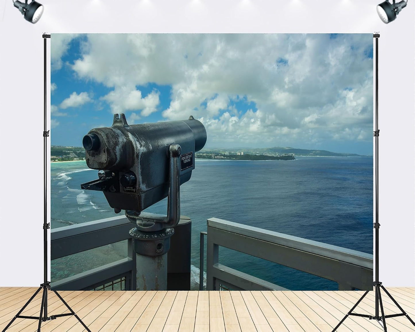 TryKid 6x4ft Ocean Viewfinder Backdrop Blue Sky White Clouds Coastal Landscape Photography Background Beach Themed