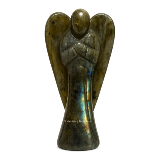 Amazing Gemstone Labradorite Angel - Labradorite Crystal Angel and Pocket Guardian Angel Crystal Figurines (3 inches)