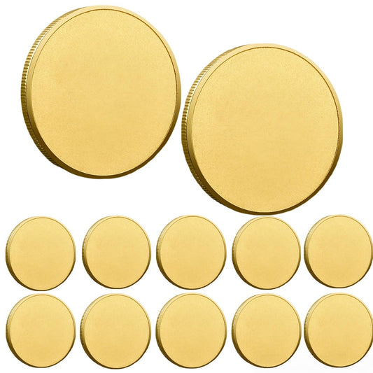 10PCS Blank Brass Coins for Laser Engraving - 40mm Unfinished Challenge Coin Blanks, Engravable Metal Coins for DIY, Customization, Memorial, Gift