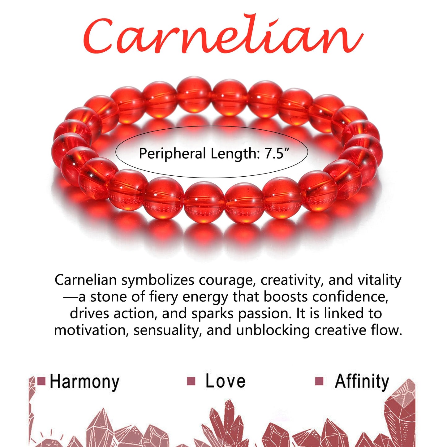 Udolfly Womens Crystal Beaded Bracelets for Women Men Protective Energy Bracelet Natural Gemstone Bead Bracelet 4mm Carnelian New