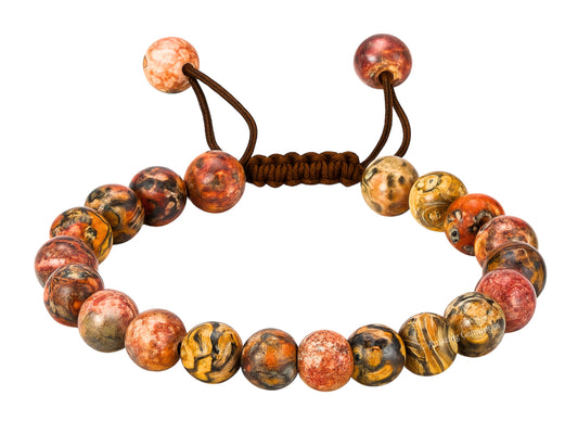 Amazing Gemstone Leopard Jasper Bracelet for Women Men's Gifts - Protection Healing Crystal Bracelet - 8mm Gemstone Beaded Adjustable Bracelet Pulseras Para Hombres Mujer Stocking Stuffers