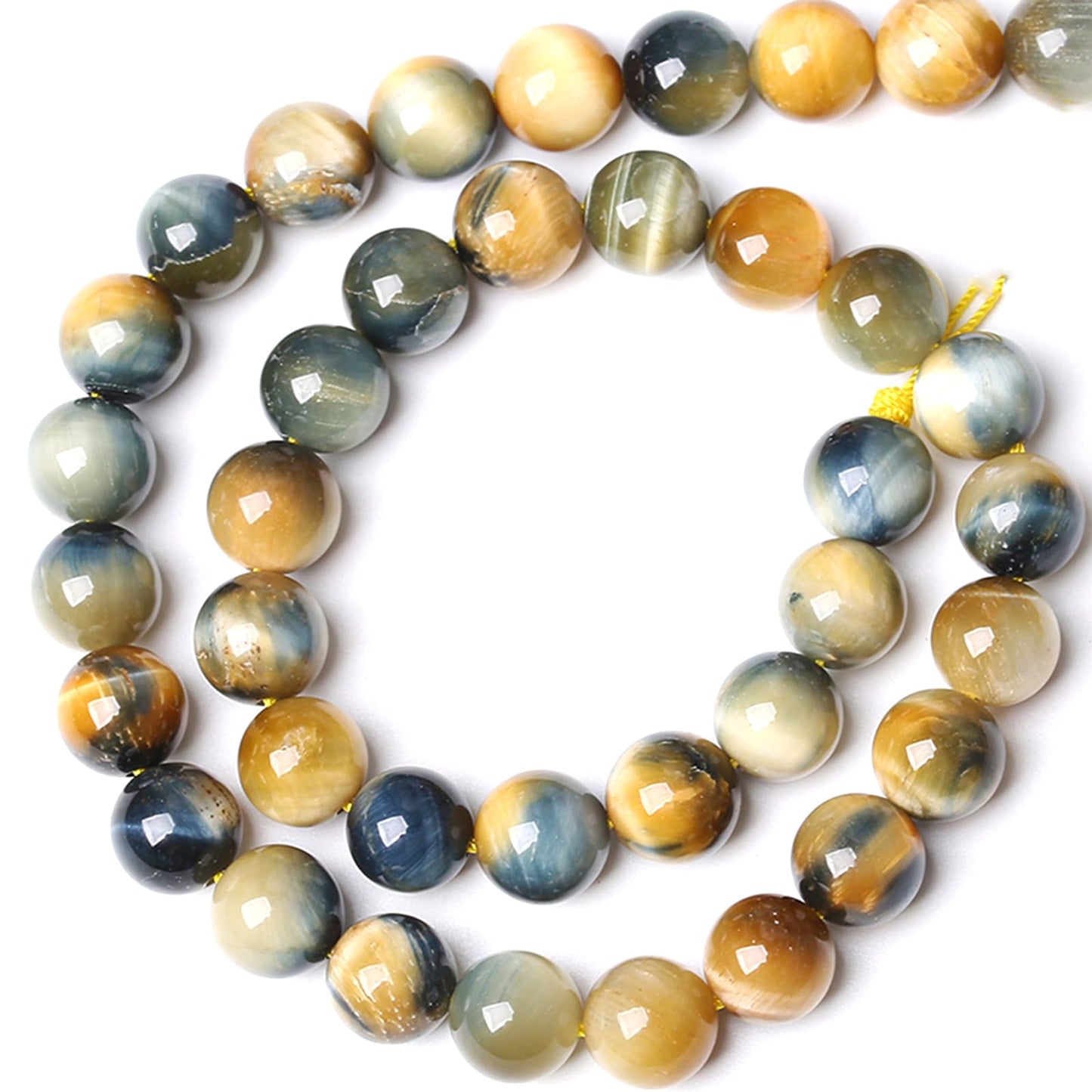 8MM Dream Blue Tiger Eye Stone Beads Natural Gemstone Round Loose Beads for Jewelry Making Bracelet Necklace 90pcs 2 Strands 32"