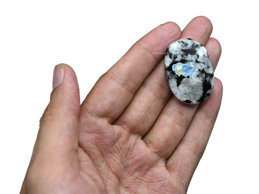 Amazing Gemstone Rainbow Moonstone Worry Stone Crystals, Healing Stones