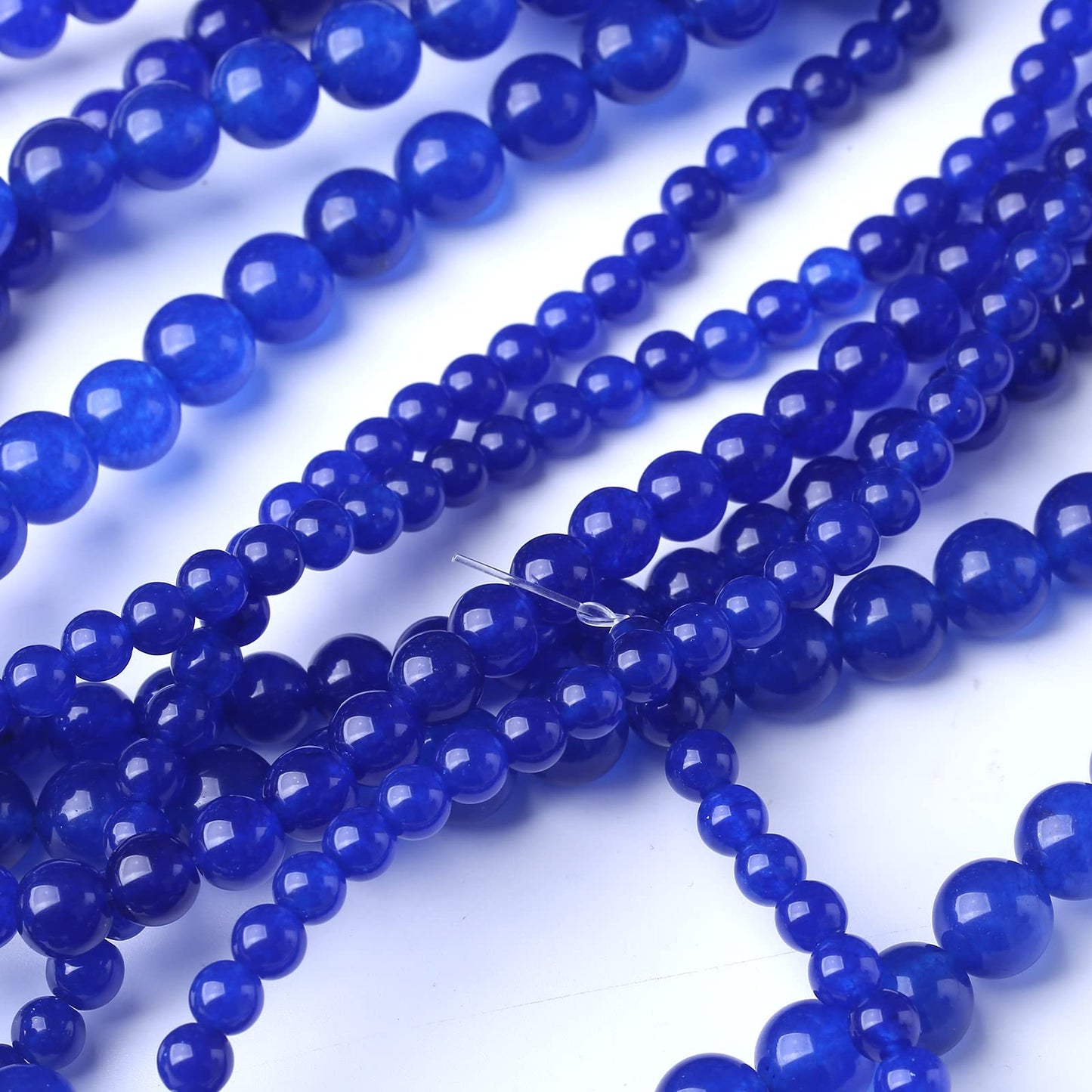 90PCS 4MM Blue Chalcedony Stone Beads Natural Gemstone Bead Crystal Healing Energy Jewelry Making DIY 17 inches
