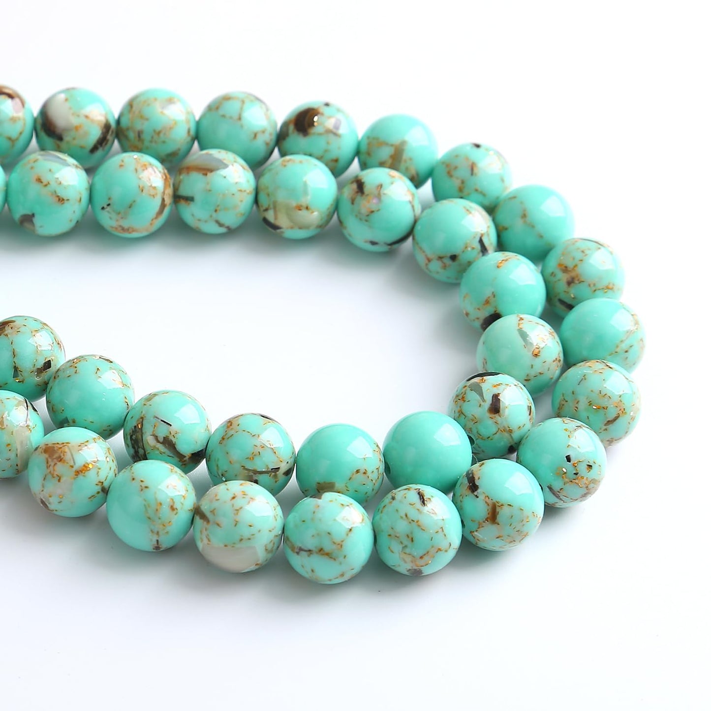 4MM 86PCS Peacock Blue Shell Turquoise Spacer Loose Beads for Jewelry Making DIY Bracelet Necklace