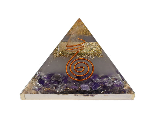 Amazing Gemstone Large Orgone Pyramid | Glow in Dark Amethyst Pyramid Crystal | Orgonite Pyramid | Organ Pyramids Positive Energy Healing