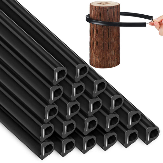 Pushglossy 20" Electric Fence Underground Wire Insulator Tubing Wrap Insulator Tube for Corner Post and End of Fence, Accommodates Wire Diameters up to 12-1/2 Gauge, Black, Aluminum Insert(20 Pcs)