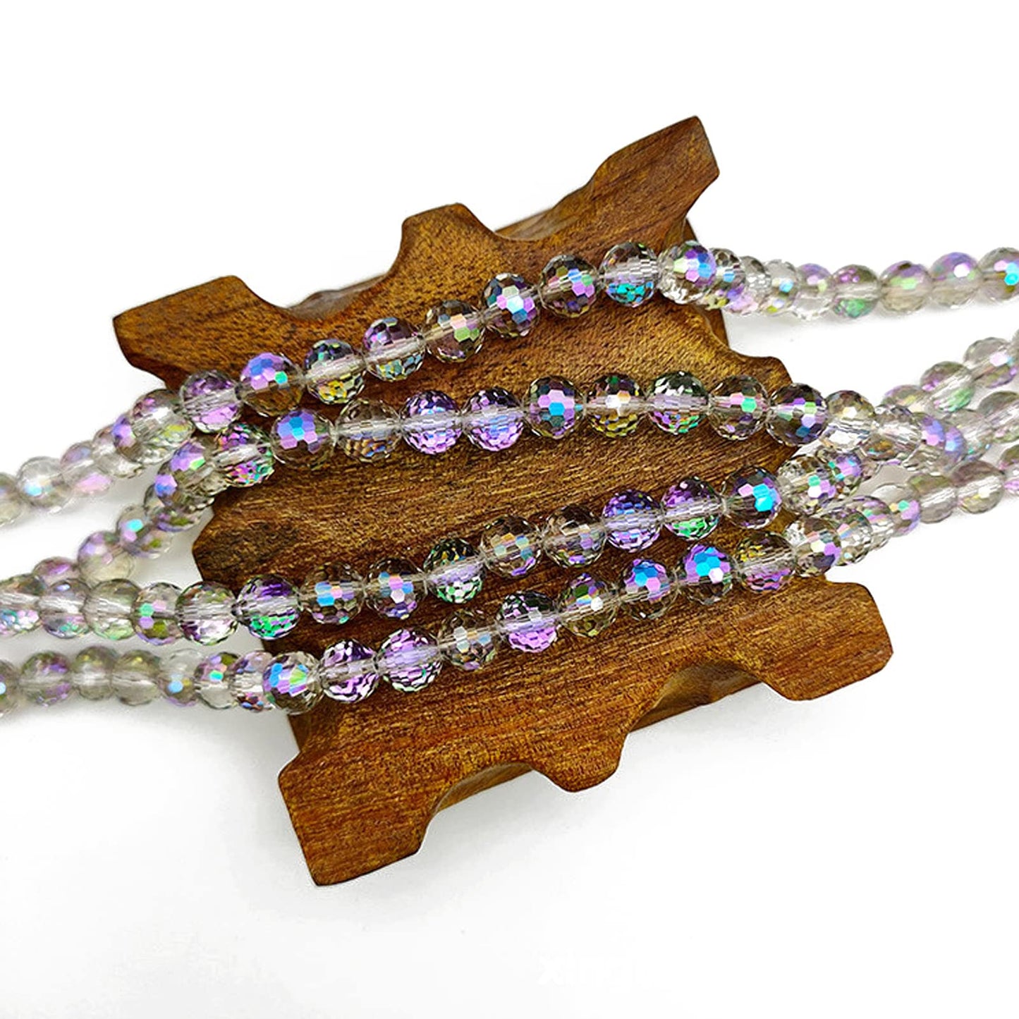 Dowarm 150PCS 6MM Round Crystal Glass Beads for Jewelry Making, Faceted Crystal Beads for Crafts Bracelet Wind Chimes Suncatcher, #5003 Crystal Rondelle Spacer Beads, Loose Gemstones, Purple Colorized