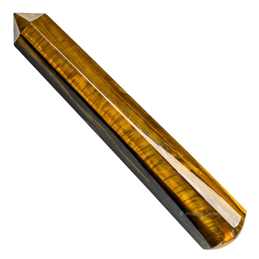 Amazing Gemstone Tiger Eye Crystal Wand Massage Stick - Pelvic Wand Gua Sha for Adults - Crystals and Healing Stones Massage Wands for Adults Gifts (Pointed)