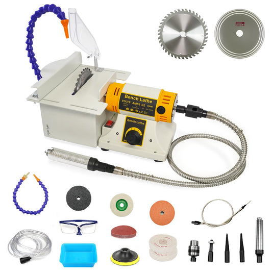 Lapidary Saw Machine for Crafts Multifunctional Lapidary Equipment 110V 750W Wet Saw Mini Table Kit for Cutting Rock & Polishing Jewelry Gemstone Woodworking Carving