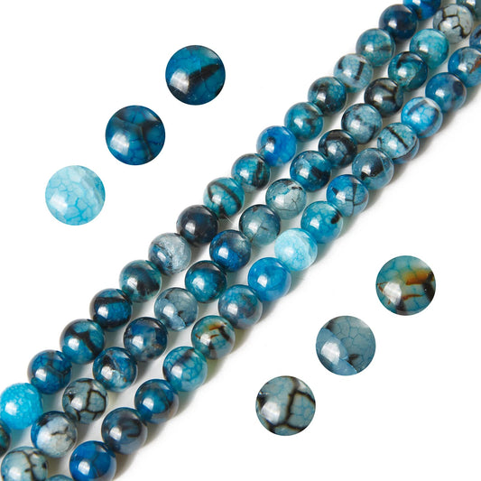 100pcs 10mm Blue Dragon Vein Agate Beads Natural Gemstone Beads Round Loose Beads for Jewelry Making