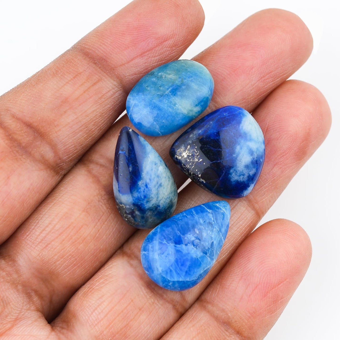 ColouredRocks (4 pcs. A++ COPPER AFGHANITE, Mix Shape, Natural Cabochon Crystals, Loose Gemstone, Wholesale Polished Supply, Jewelry Making, DIY Craft, Gem Collection (14-18 mm free size)