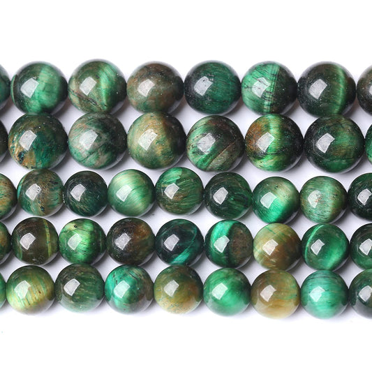 10MM 36PCS Natural Multi Green Tiger Eye Stone Beads for Jewelry Making DIY Bracelet