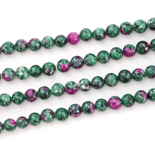 10mm 38pcs DIY Natural Ruby Zoisite Stone Beads Round Healing Crystal Gemstone Loose Beads for Jewelry Making Handmade Bracelet Necklace