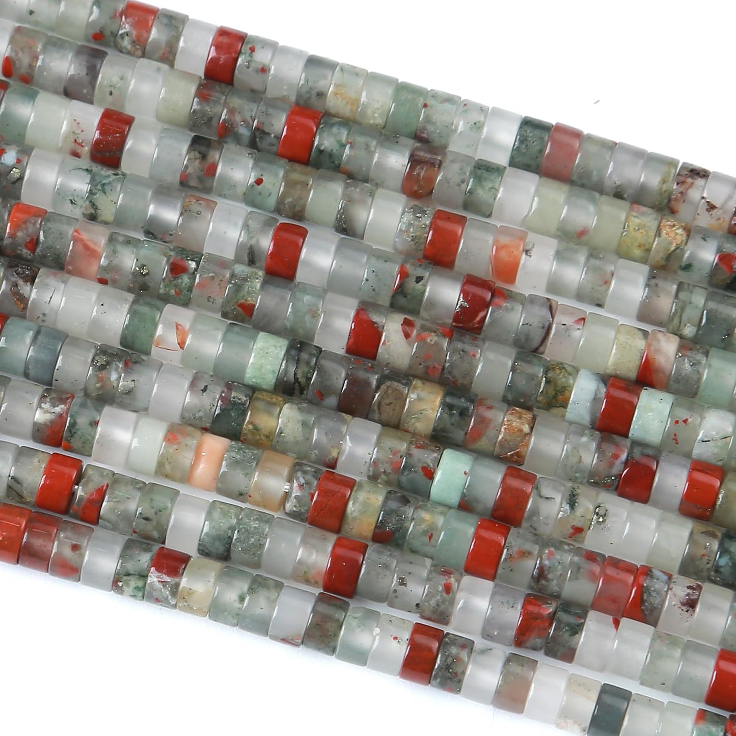 2x4MM 150PCS African Bloodstone Tube Cylinder Rondelle Abacus Disk Spacer Loose Beads for Jewelry Making
