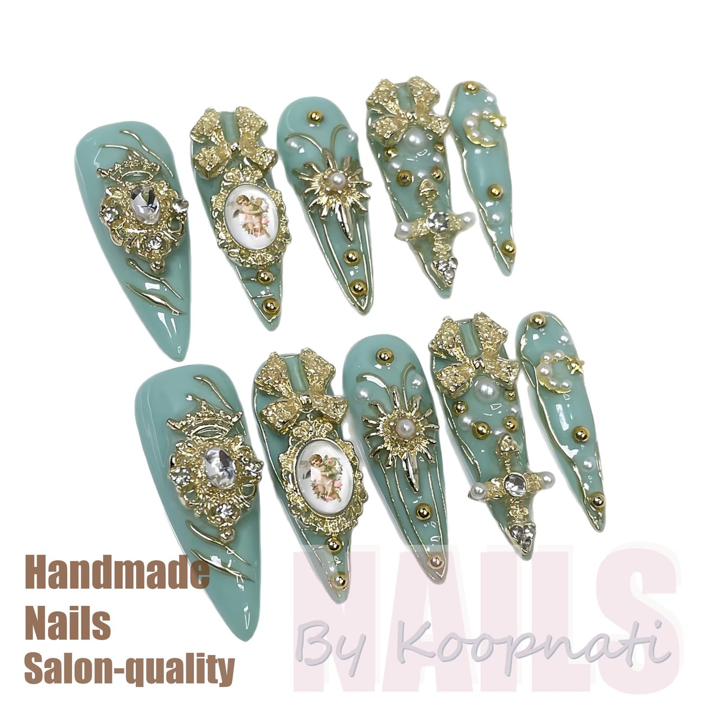 Handmade Press On Nails Almond Pink Homemade Press On Nails French Tip With 3D Design Flower Fake Nail Art For Women S
