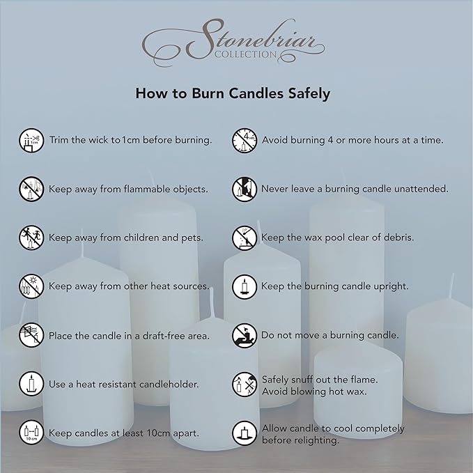 Stonebriar Unscented White Tall Pillar Candles, 80 Hour Burning Candle Pillars, Perfect for Decor, Weddings, Emergencies 3" X 8", 6 count