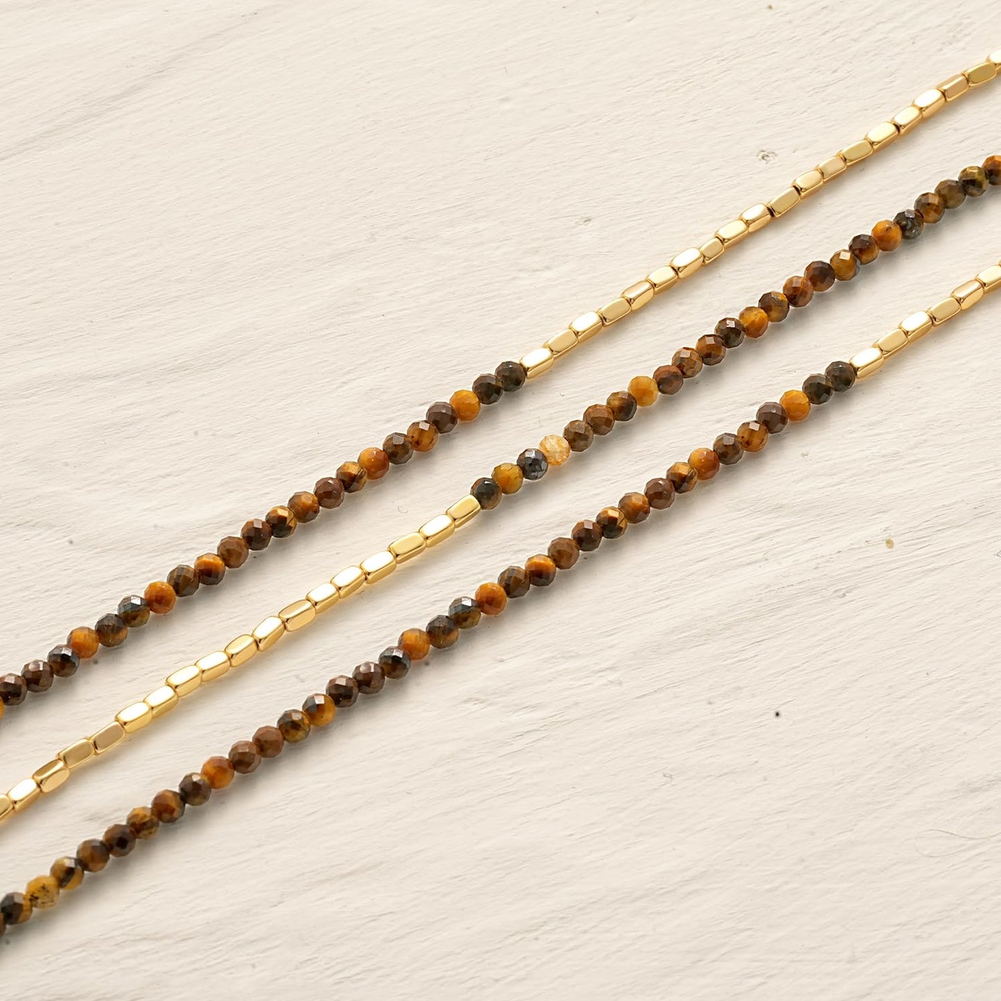MYEARS Women Beaded Bracelet Gold Gemstone Tiger's Eye 14K Simple Dainty Handmade Chain Everyday Boho Beach Jewelry