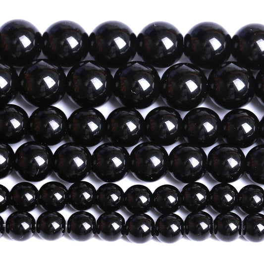 12MM Natural Black Agate Gemstone Beads Round Loose Stone Beads for Jewelry and Bracelets Making 32pcs 15"